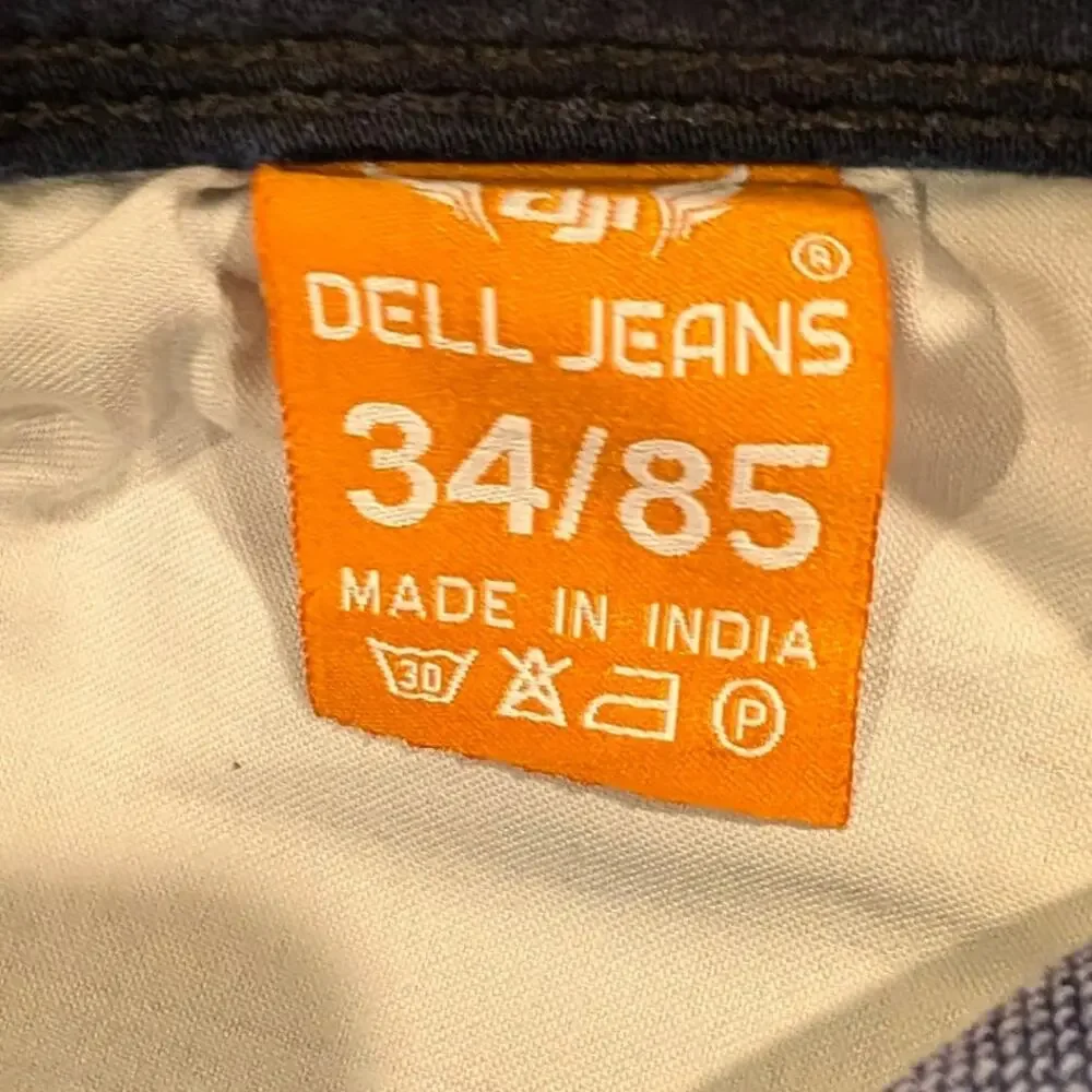 Dell Denim Men's Blue Jeans made in India Sz 34 Stragiht Leg